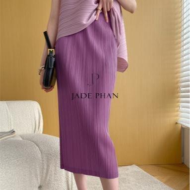 Chân váy Audora XẺ CẠNH xếp ly nữ ống suông, chân váy midi nữ dập ly cao cấp không nhăn nhiều màu 76cm — ảnh 23