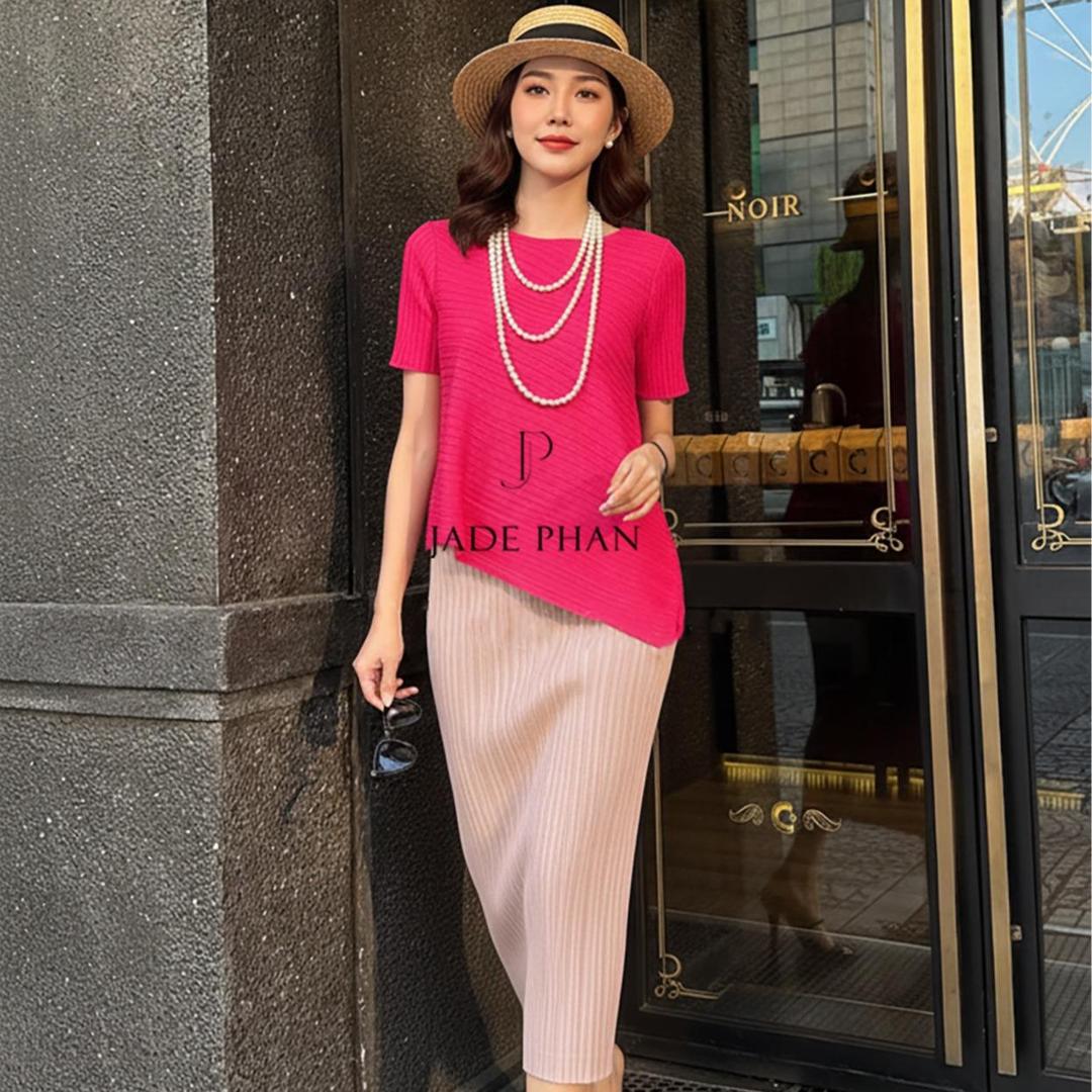 Set gồm áo và chân váymix màu, bộ áo và chân váy midi nữ thanh lịch nhiều màu Jennie Holly — ảnh 6