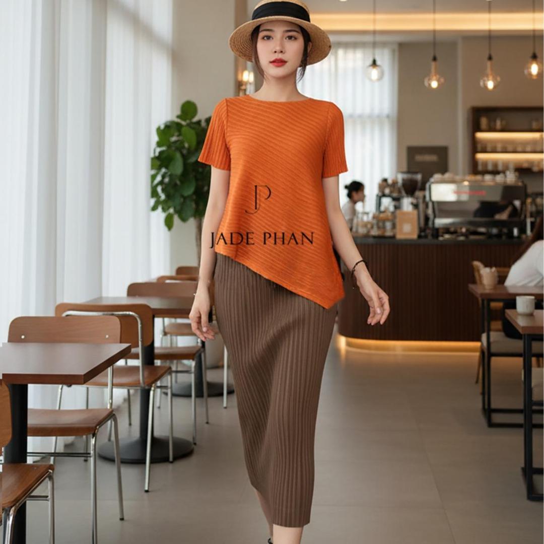 Set gồm áo và chân váymix màu, bộ áo và chân váy midi nữ thanh lịch nhiều màu Jennie Holly — ảnh 5