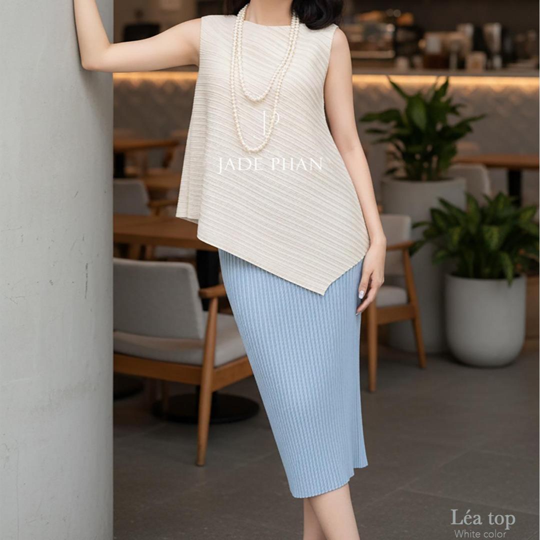 Set gồm áo và chân váy, bộ áo và chân váy midi chuẩn form thanh lịch nhiều màu Léa Holly — ảnh 7