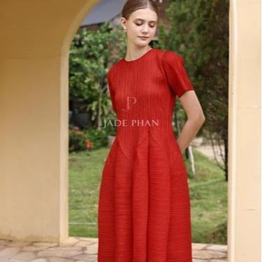 Váy Alice dập ly cao cấp JADEPHAN xếp ly lò xo thanh lịch — ảnh 16
