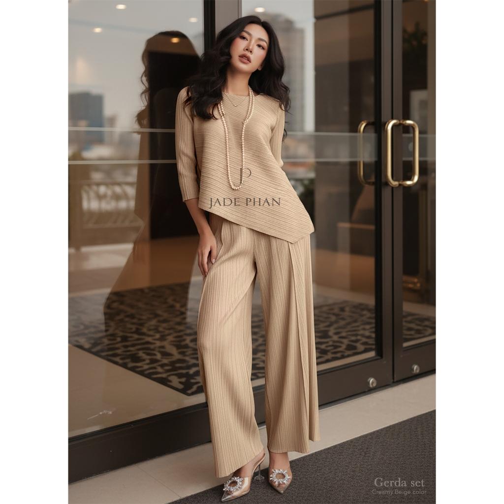 Set quần áo Gerda dập ly cao cấp JADEPHAN freesize thanh lịch — ảnh 15