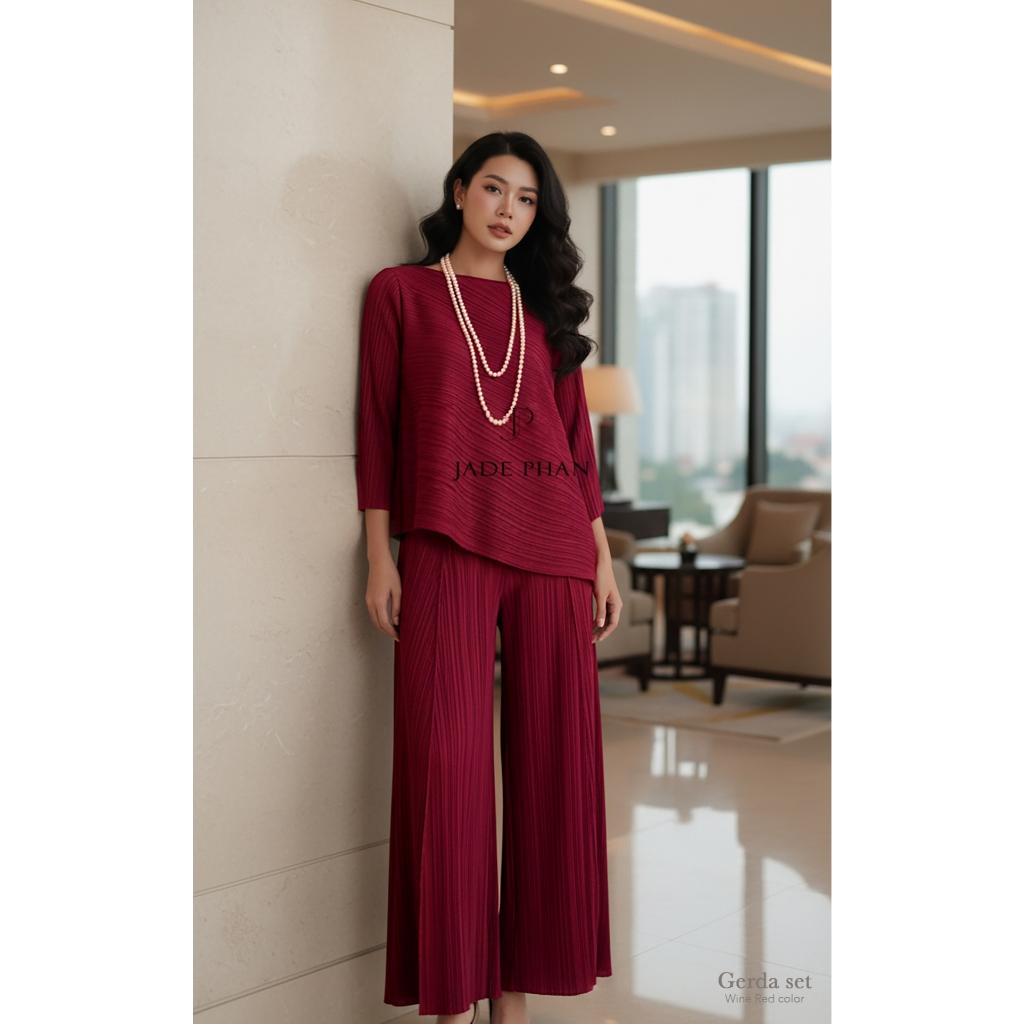 Set quần áo Gerda dập ly cao cấp JADEPHAN freesize thanh lịch — ảnh 12