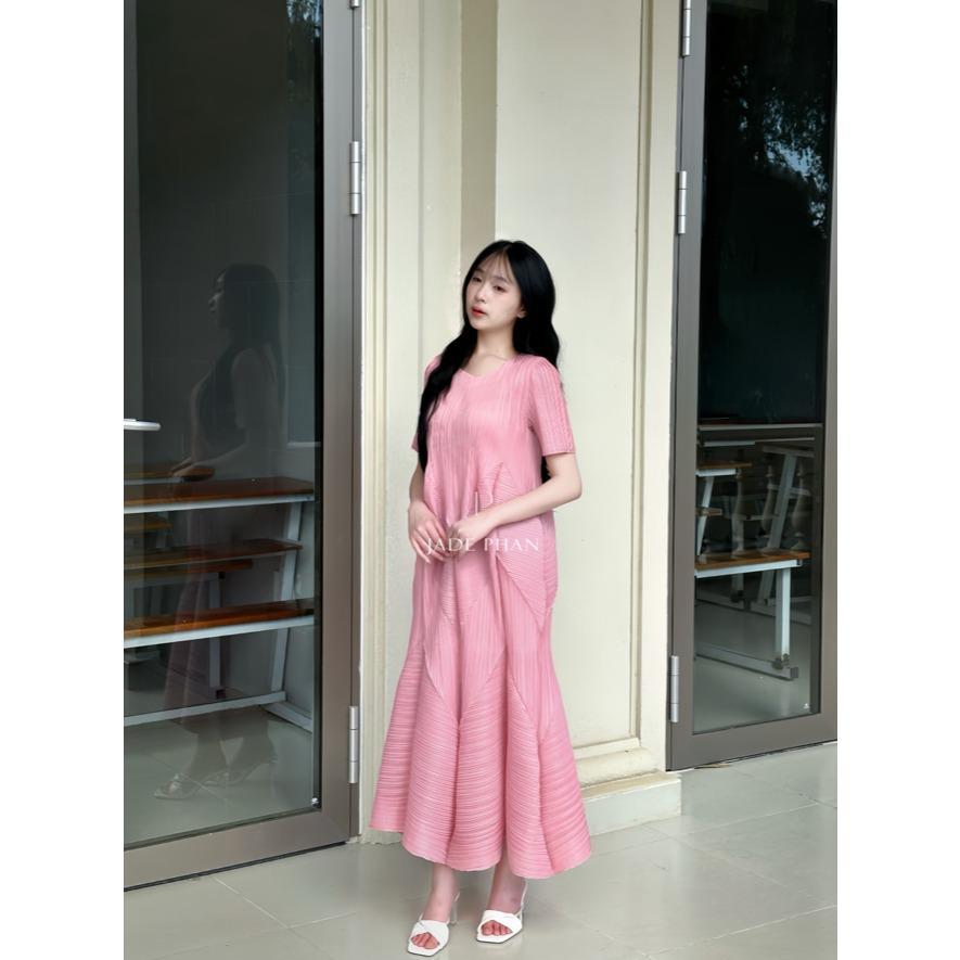 Váy Rose dập ly cao cấp JADEPHAN xếp ly lò xo thanh lịch — ảnh 16