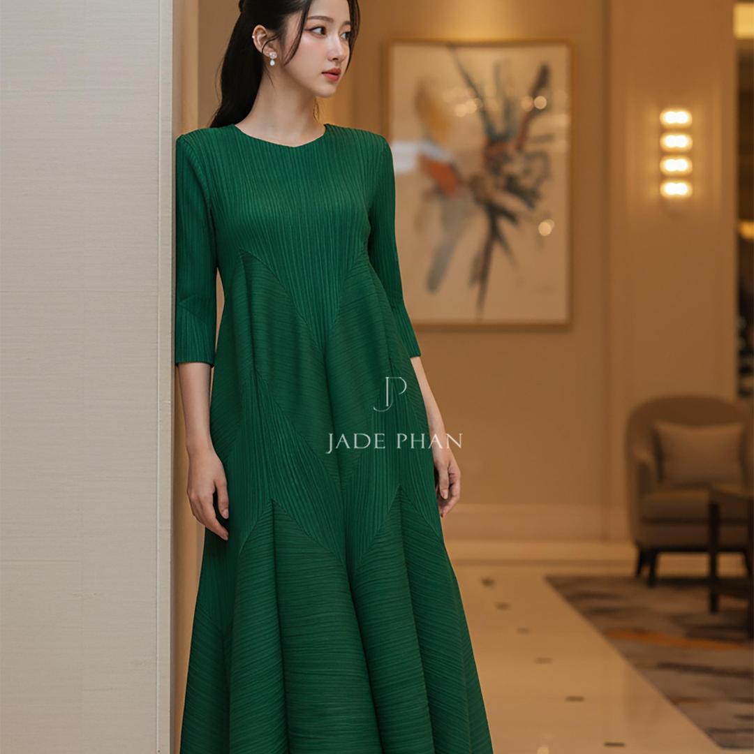 Váy Doris dập ly cao cấp JADEPHAN xếp ly lò xo nhiều màu — ảnh 20