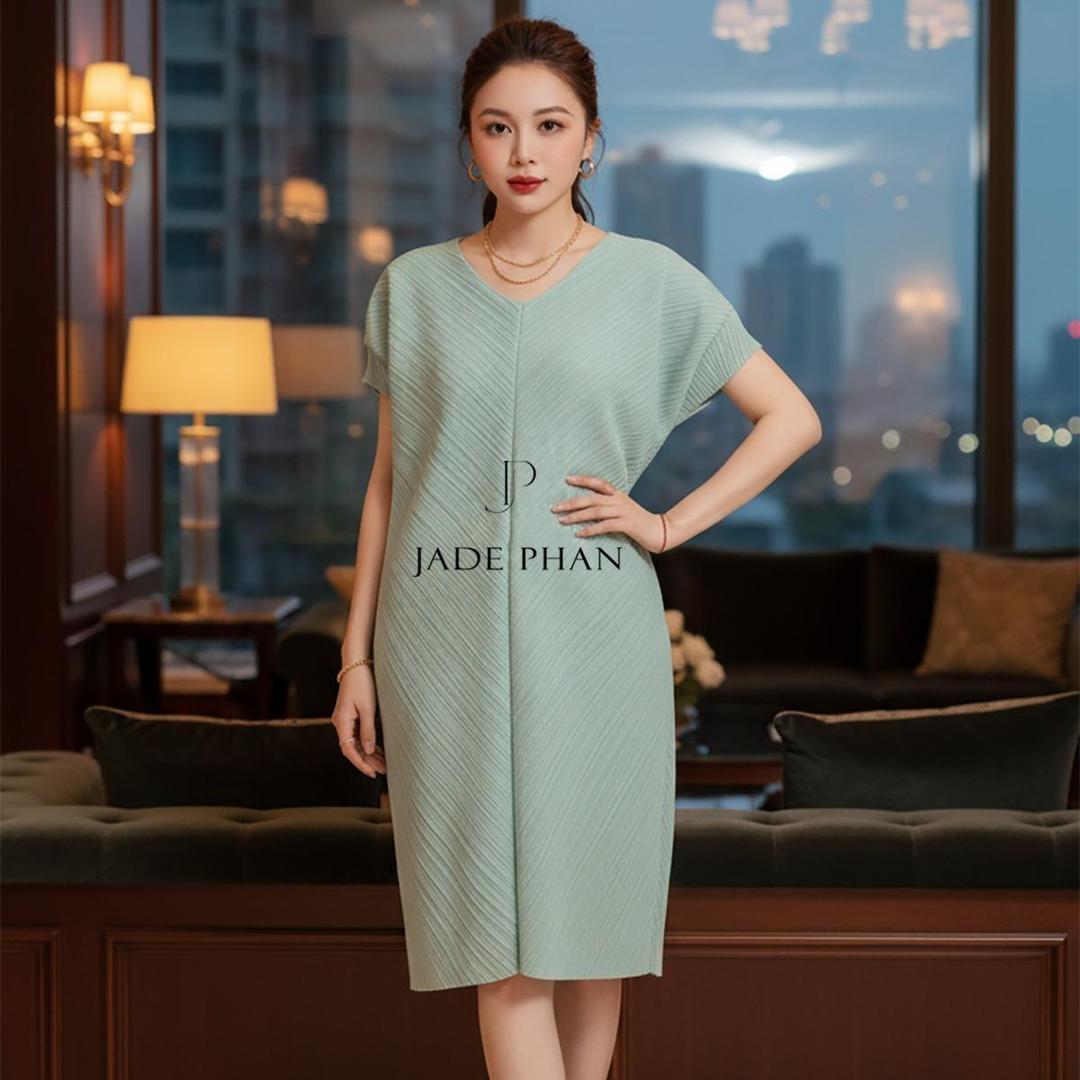 Váy Boise dập ly cao cấp JADEPHAN xếp ly lò xo — ảnh 13