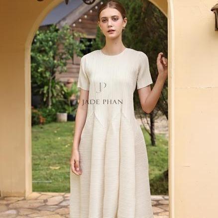 Váy Alice dập ly cao cấp JADEPHAN xếp ly lò xo thanh lịch — ảnh 6