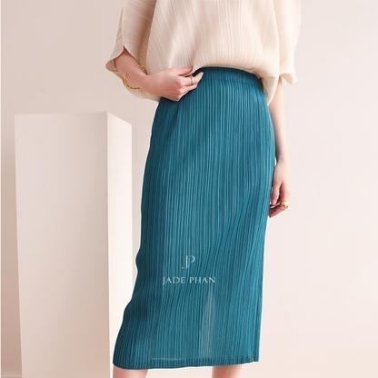 Chân váy Audora XẺ CẠNH xếp ly nữ ống suông, chân váy midi nữ dập ly cao cấp không nhăn nhiều màu 76cm — ảnh 21
