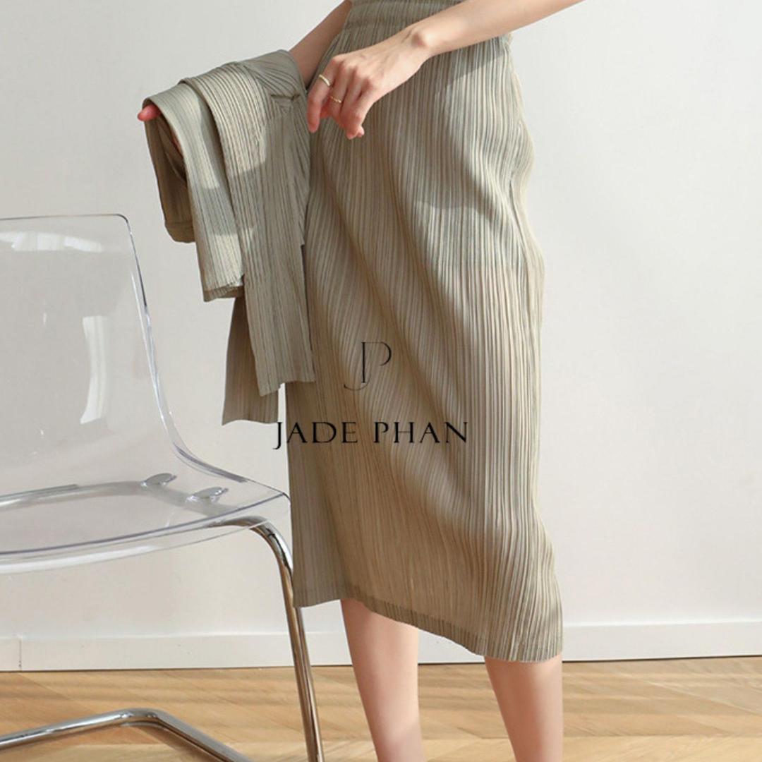 Chân váy Audora XẺ CẠNH xếp ly nữ ống suông, chân váy midi nữ dập ly cao cấp không nhăn nhiều màu 76cm — ảnh 22