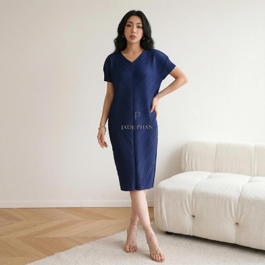 Váy Boise dập ly cao cấp JADEPHAN xếp ly lò xo — ảnh 21