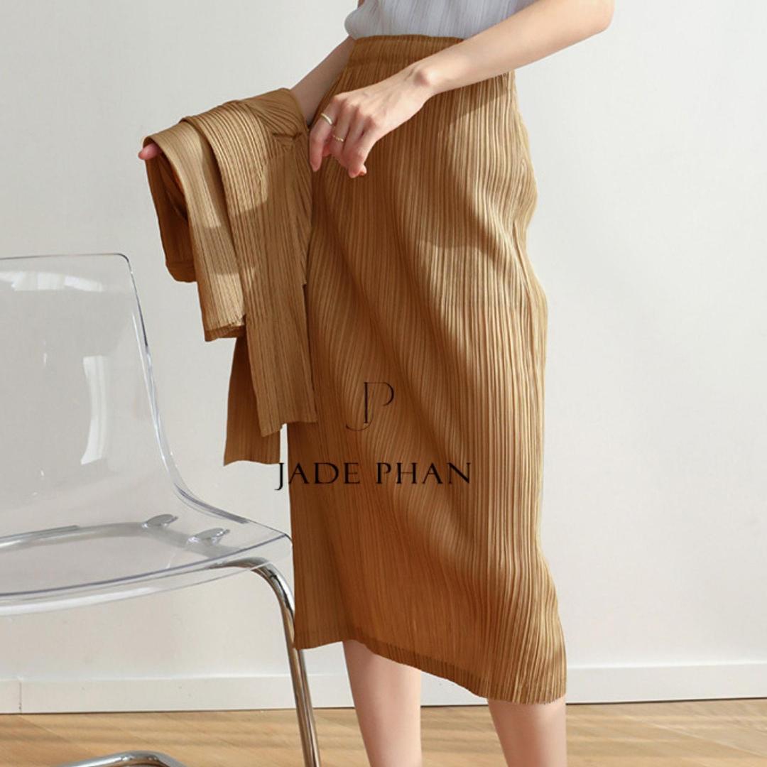 Chân váy Holly XẺ SAU xếp ly, dáng ngắn và dài, chân váy midi nữ dập ly cao cấp không nhăn nhiều màu 76cm 86cm — ảnh 14