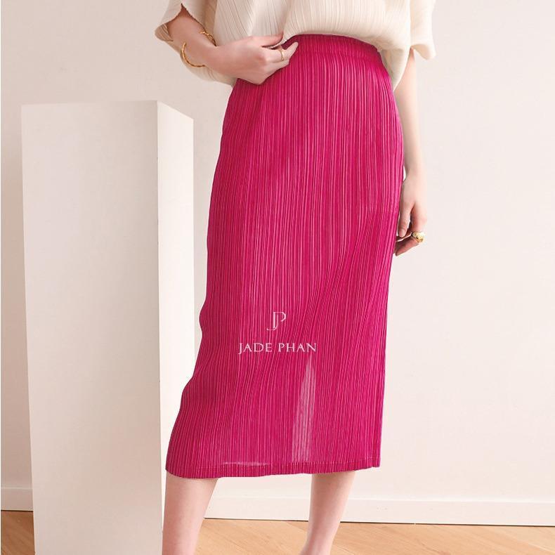 Chân váy Holly XẺ SAU xếp ly, dáng ngắn và dài, chân váy midi nữ dập ly cao cấp không nhăn nhiều màu 76cm 86cm — ảnh 5