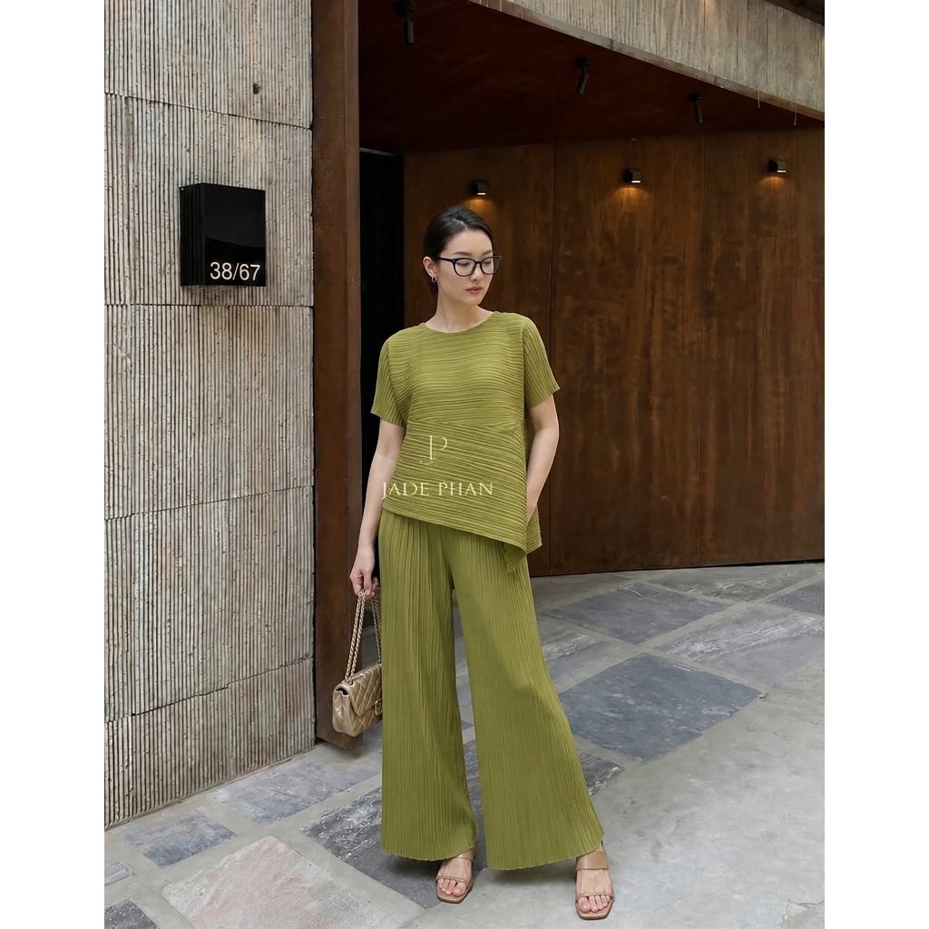 Set gồm áo và quầnĐồng Màu Katle Gerda áo cộc tay quần ống rộng xếp ly cao cấp — ảnh 13
