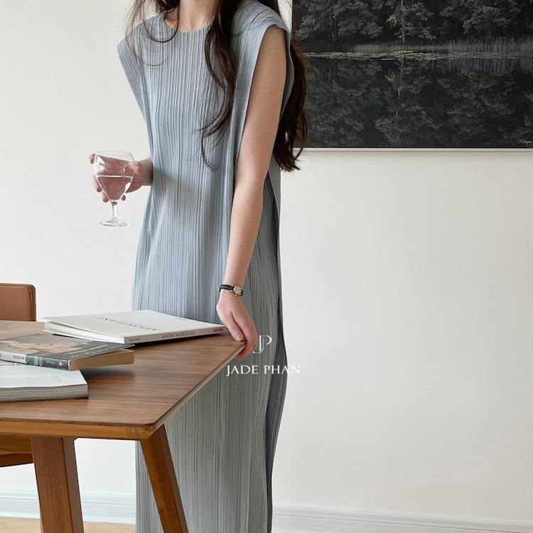 JadePhan | Váy dập ly cao cấp thanh lịch nhiều màu váy Elegance dáng xuông dập ly xếp ly nhỏ — ảnh 5