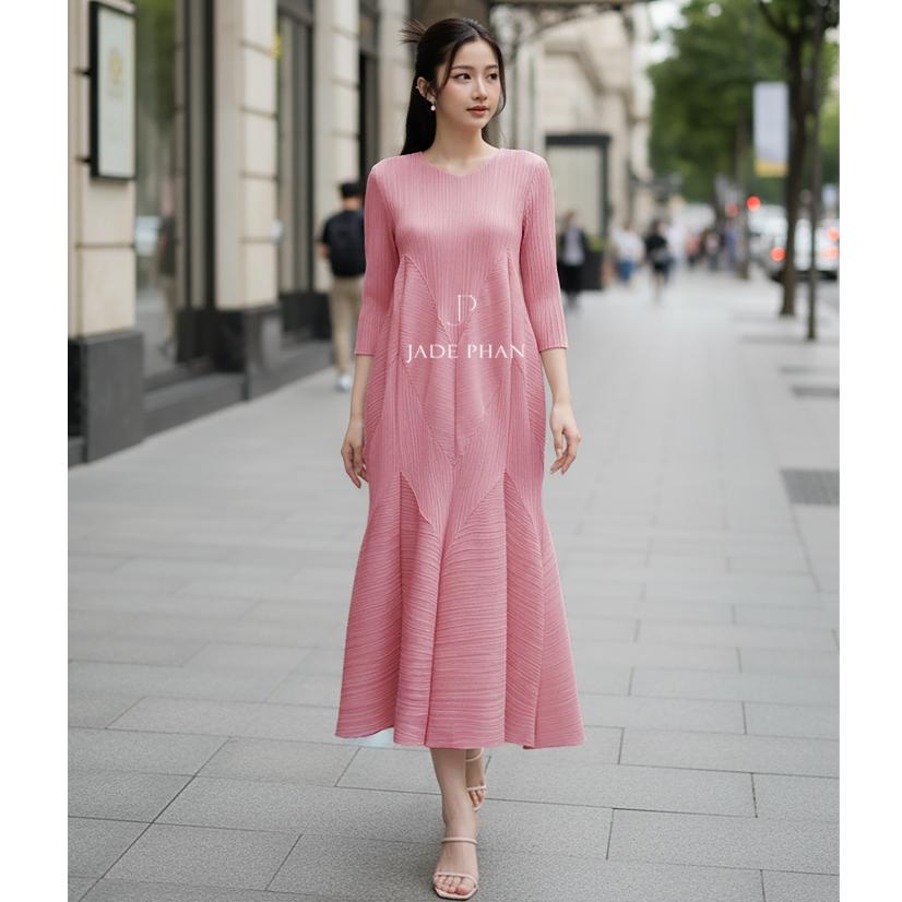 [HỎA TỐC] Váy Doris dập ly cao cấp JADEPHAN xếp ly lò xo nhiều màu — ảnh 6