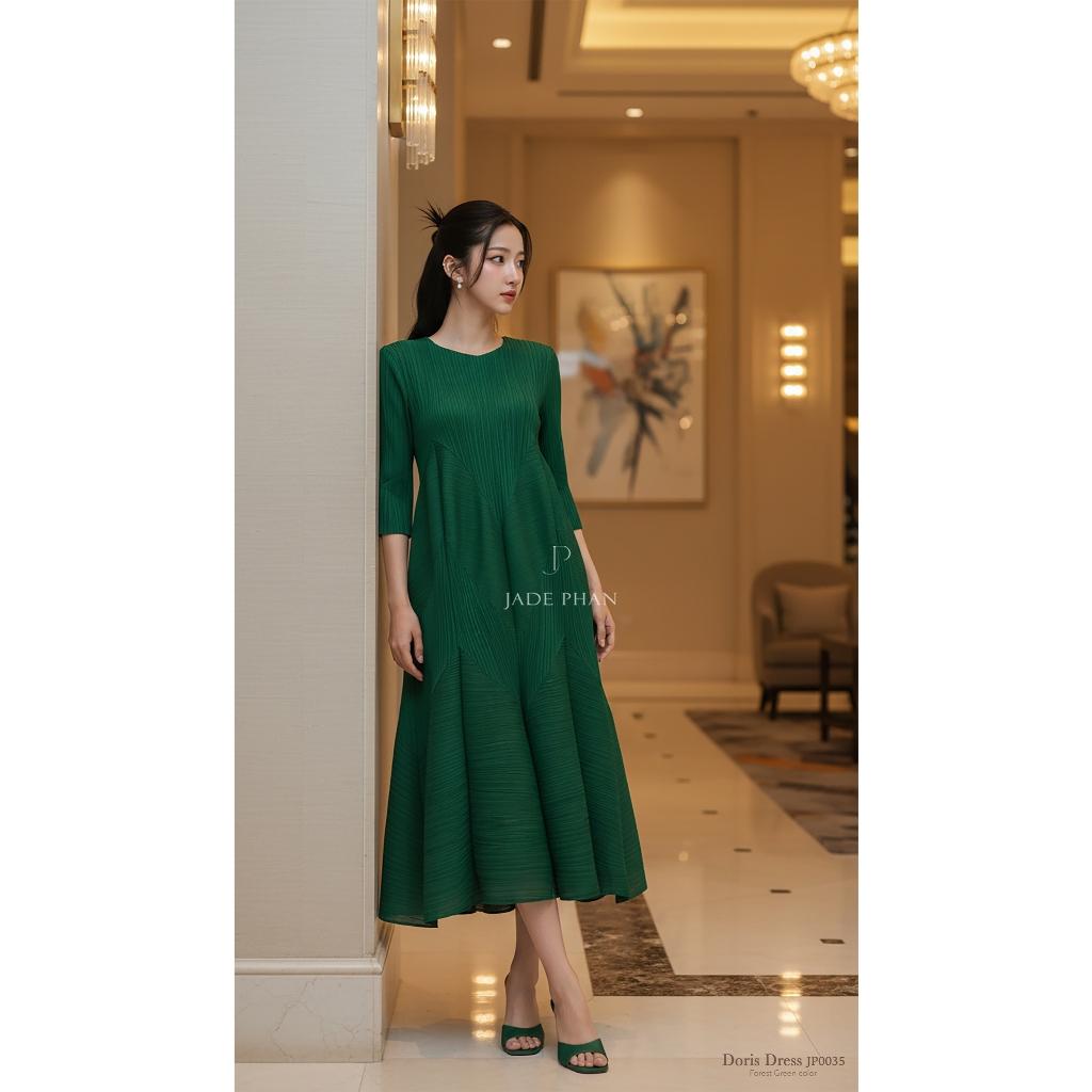 [HỎA TỐC] Váy Doris dập ly cao cấp JADEPHAN xếp ly lò xo nhiều màu — ảnh 7