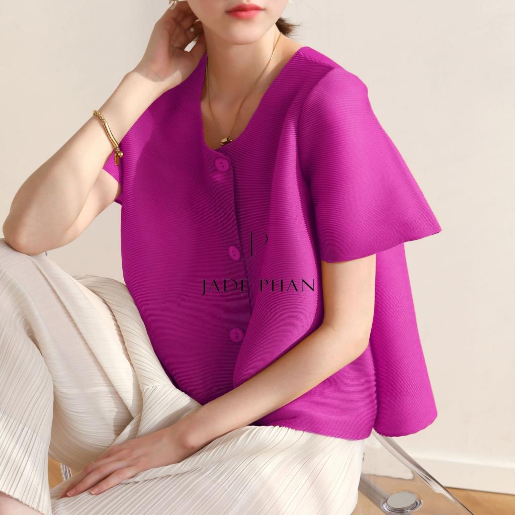 Áo Aimee dập ly cao cấp JADEPHAN xếp ly lò xo nhiều màu — ảnh 6