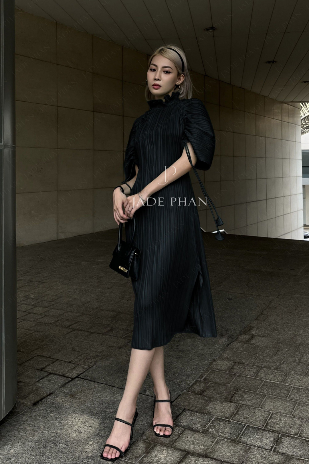 MARTHA Pleated Dress - Black