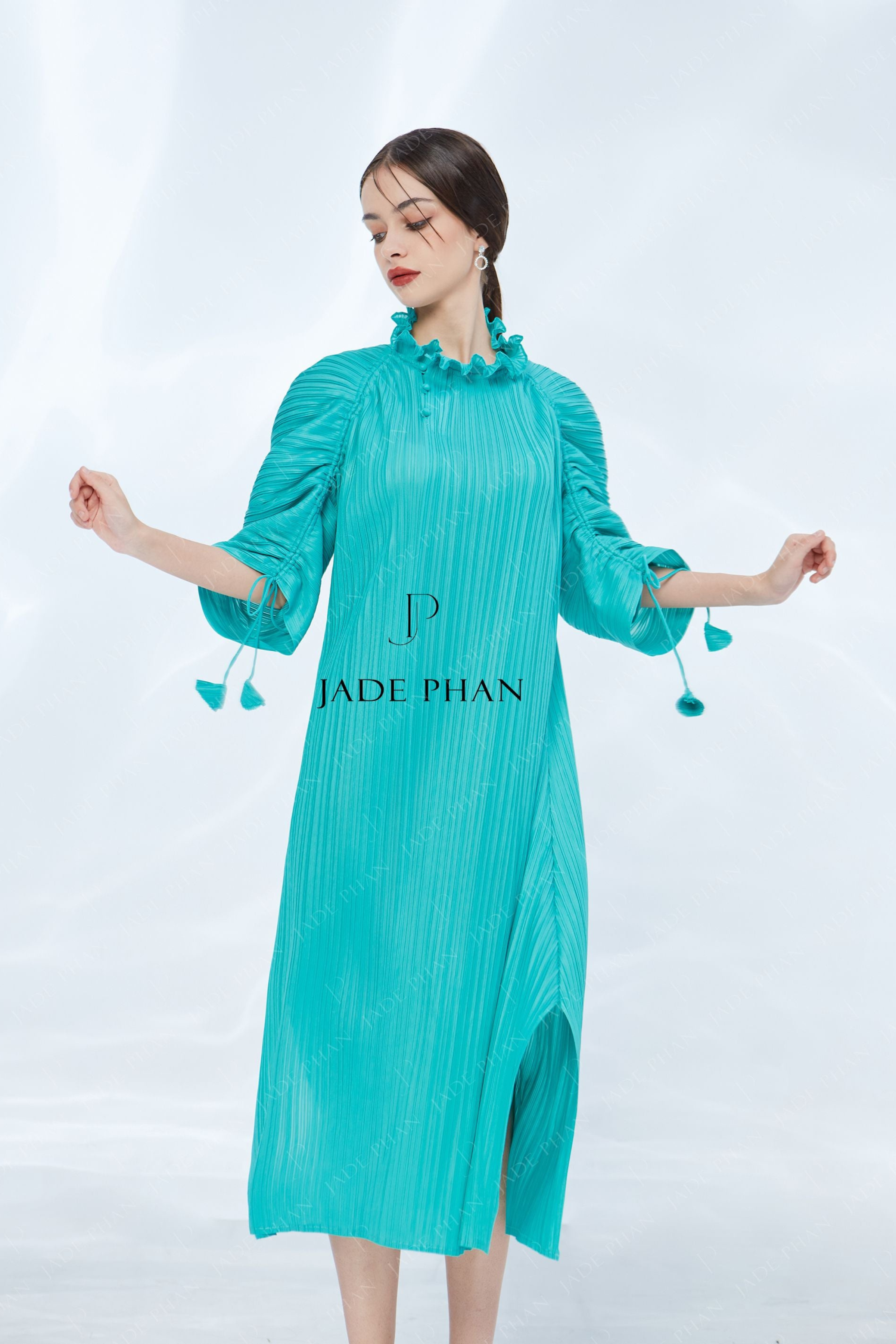 Váy đầm nữ Lamia Design LD133 màu xanh ngọc họa tiết hoa Paisley sang trọng  - Tìm Voucher