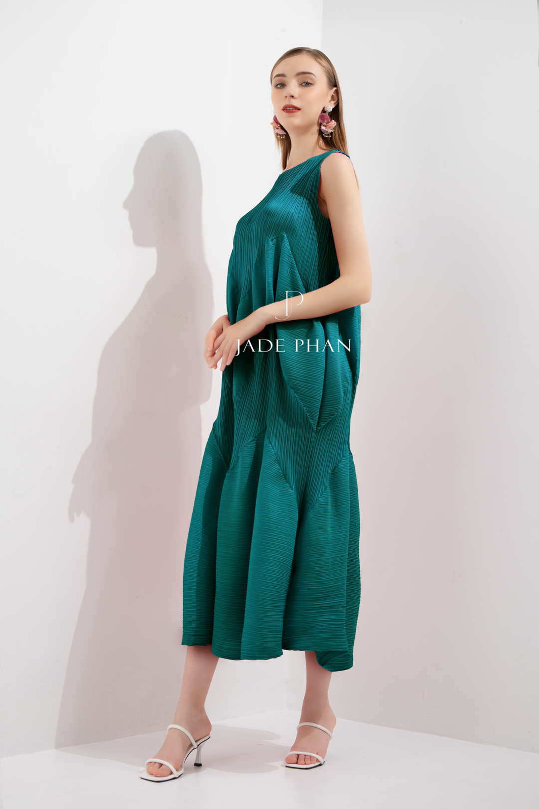 JEUNESSE Pleated Midi Dress - Teal