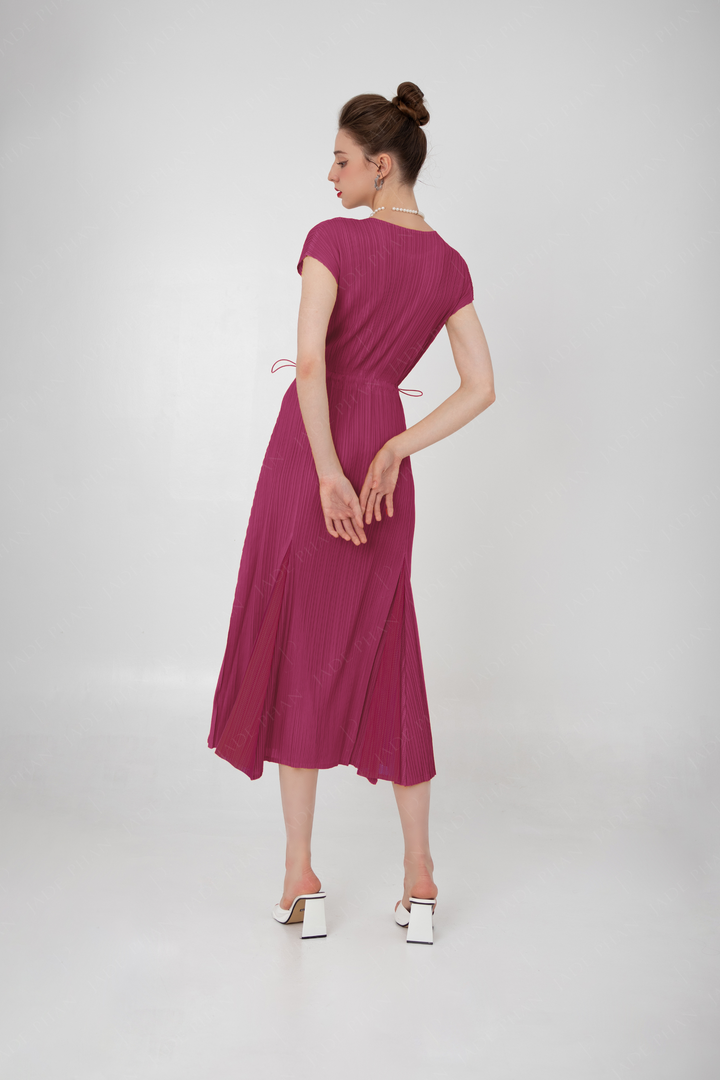 ADELE Pleated Dress - Medium Violet Red