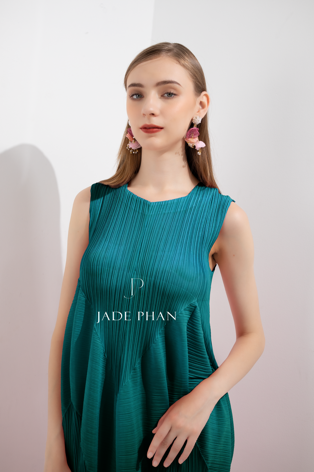 JEUNESSE Pleated Midi Dress - Teal