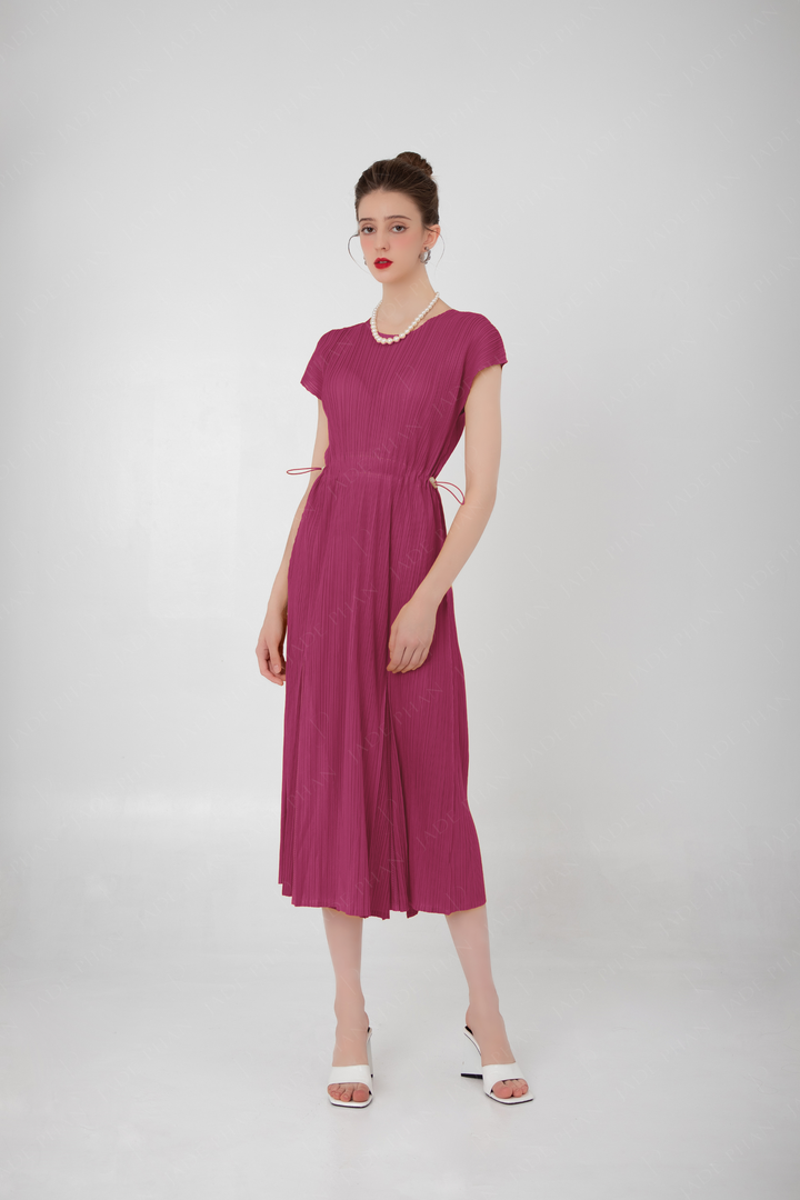 ADELE Pleated Dress - Medium Violet Red