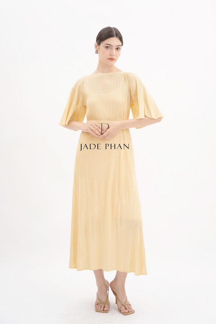 CHARISSE Pleated Dress - Vàng