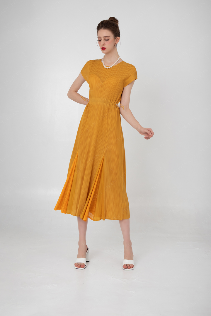 ADELE Pleated Dress - Yellow