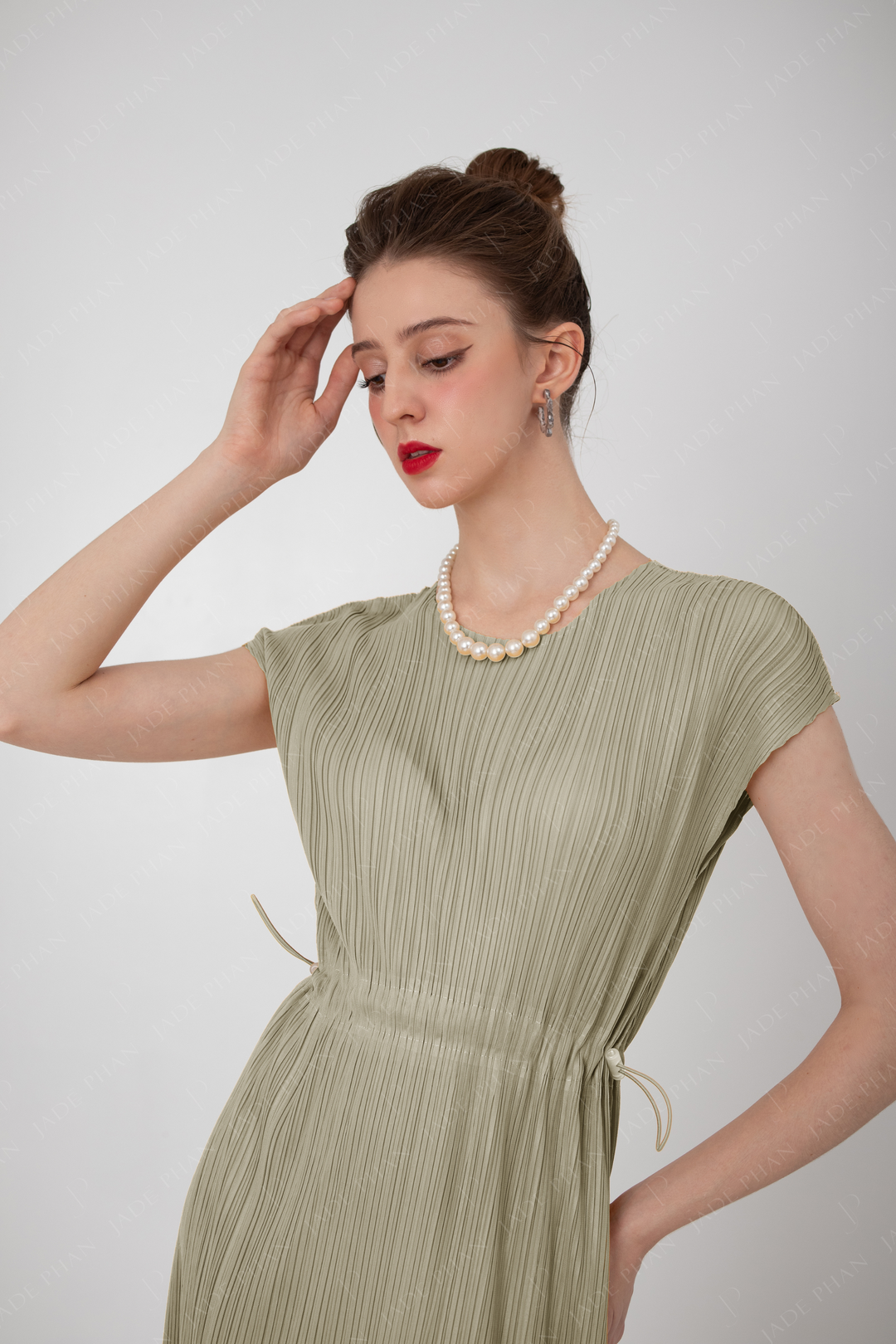 ADELE Pleated Dress - Camouflage Green