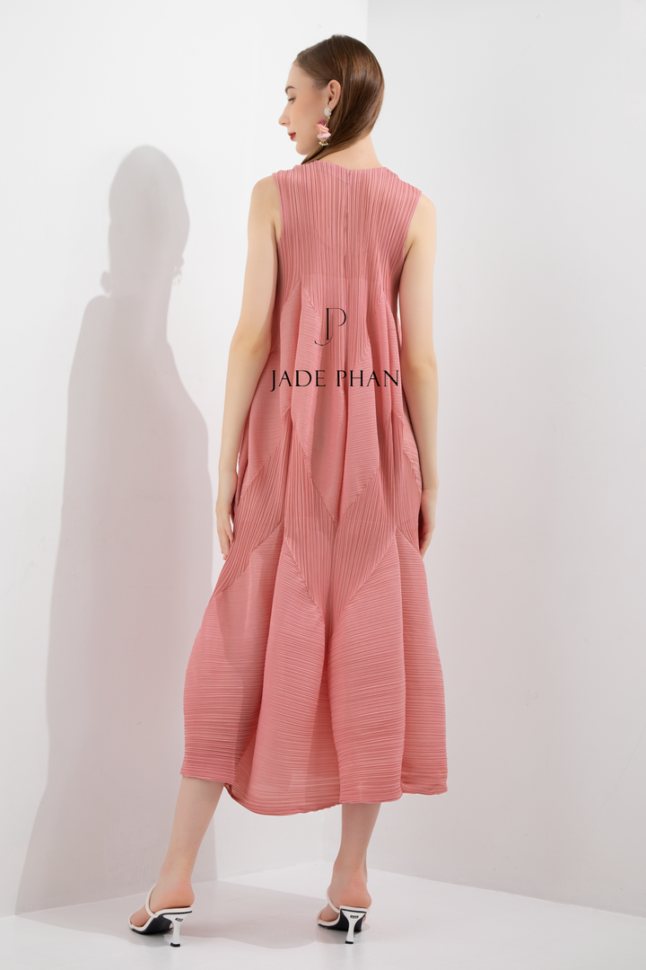 JEUNESSE Pleated Midi Dress - Pink