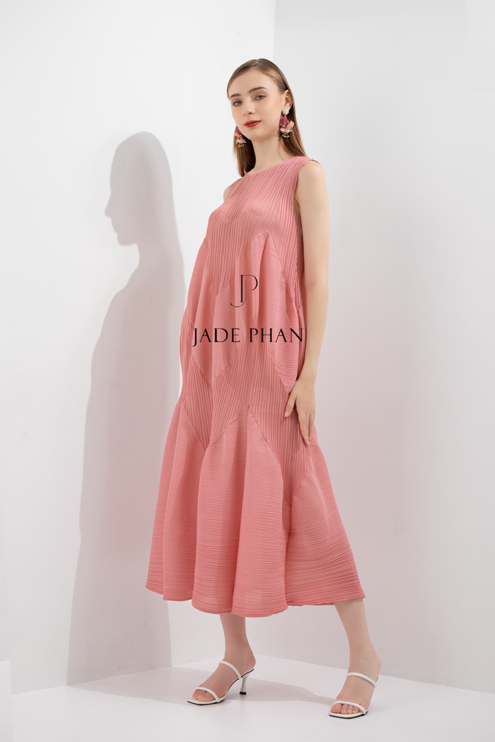 JEUNESSE Pleated Midi Dress - Pink