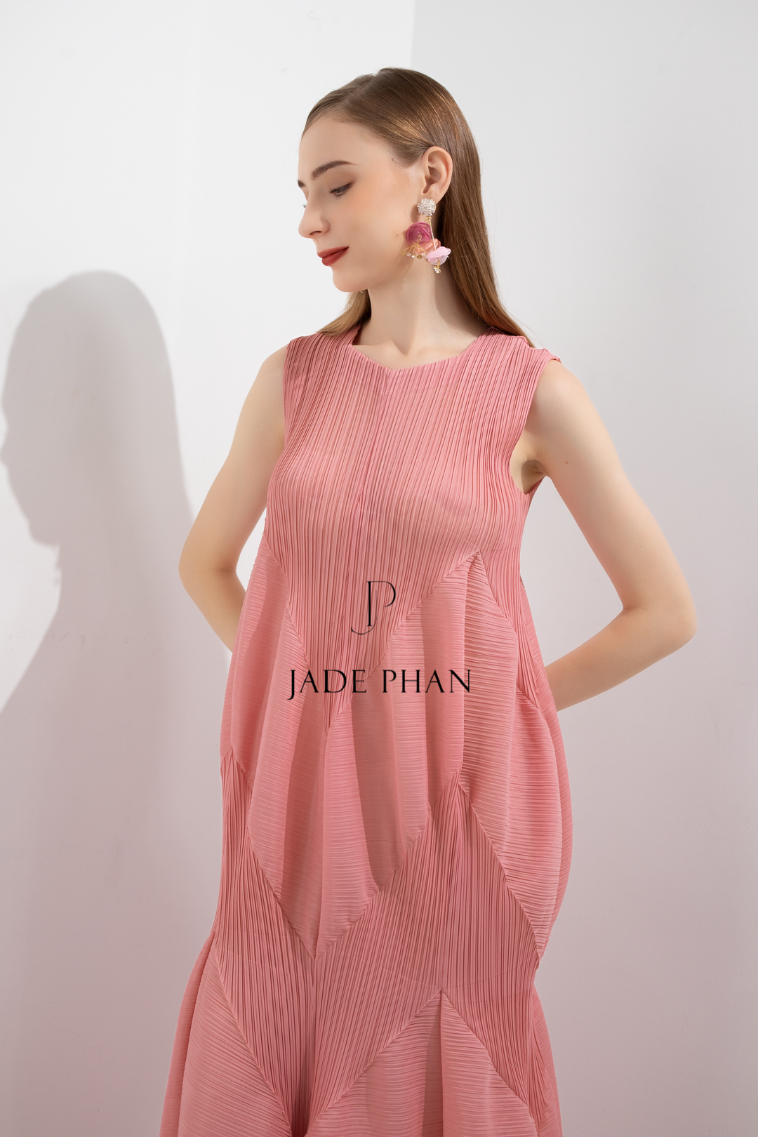 JEUNESSE Pleated Midi Dress - Pink