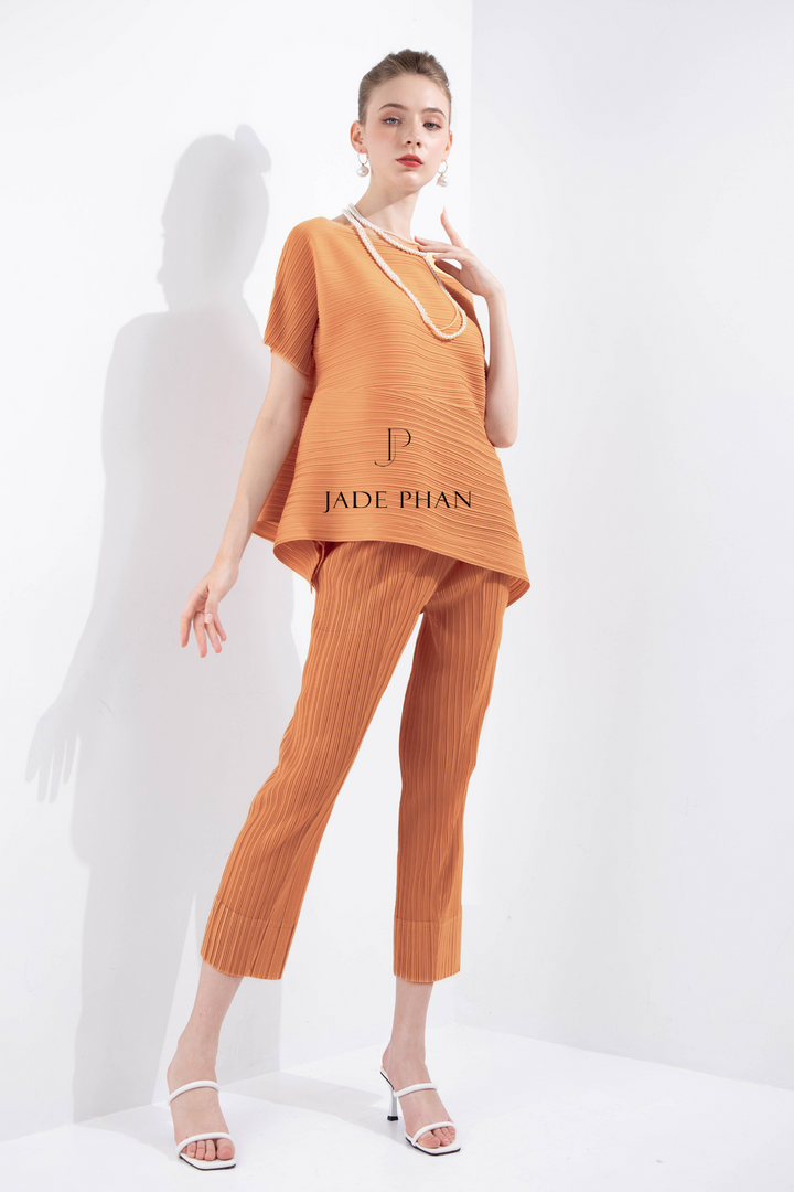 KATLE Pleated Top & DAISY Pleated Pants Orange