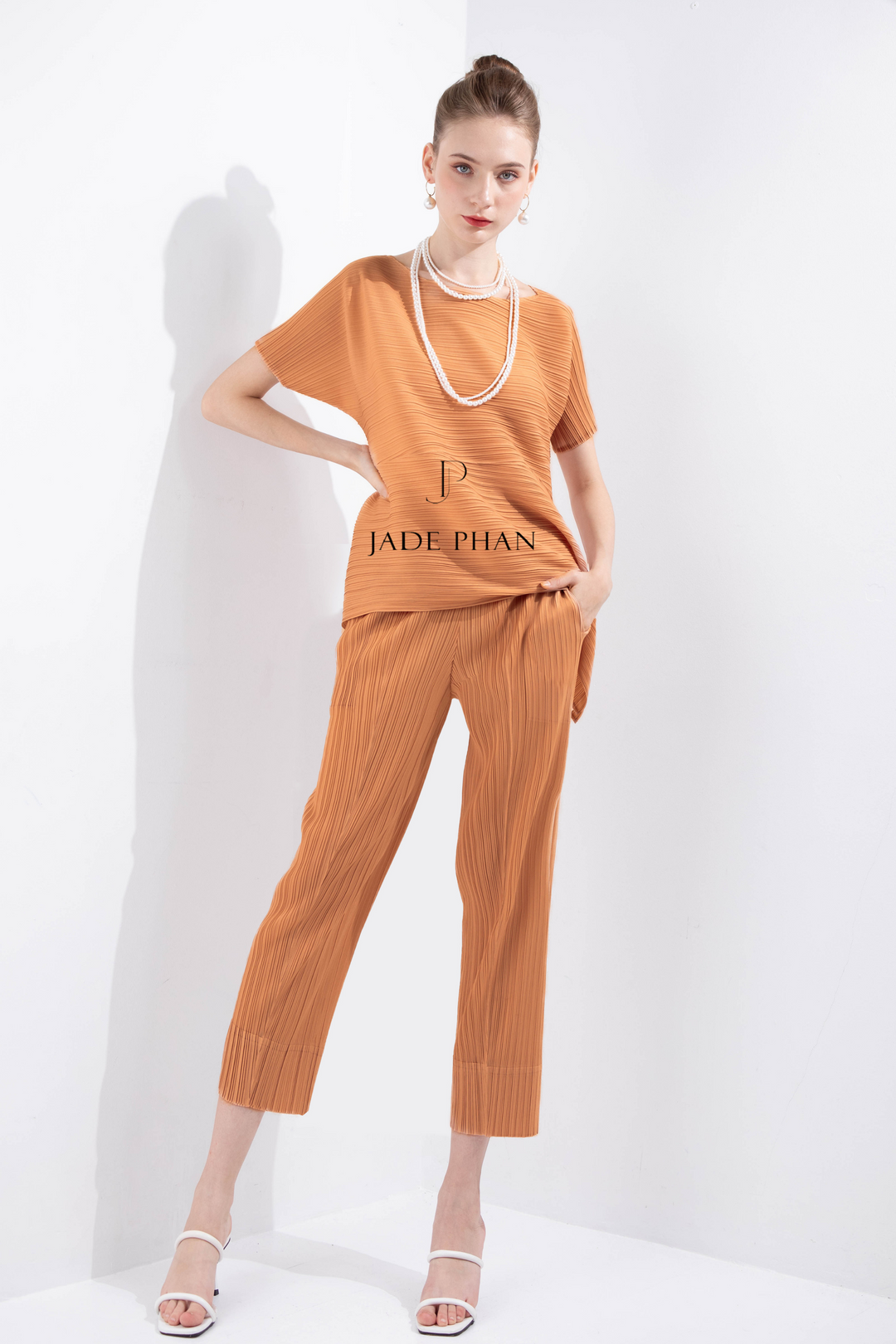 KATLE Pleated Top & DAISY Pleated Pants Orange