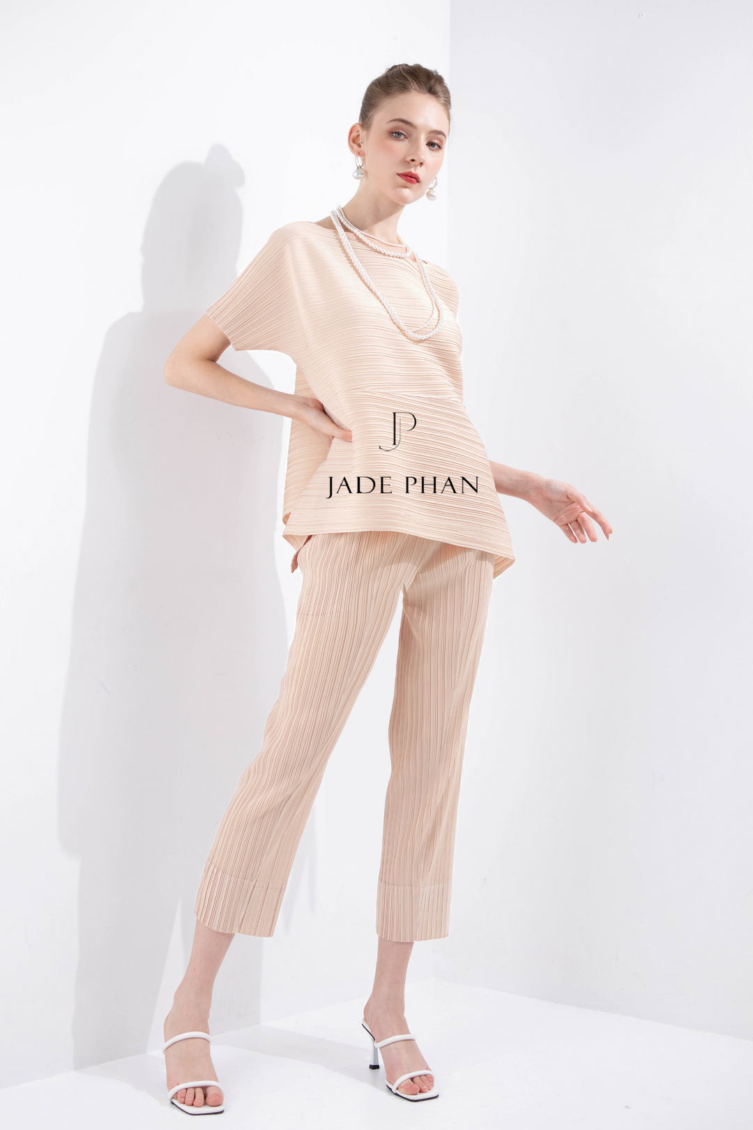 KATLE Pleated Top & DAISY Pleated Pants Bisque