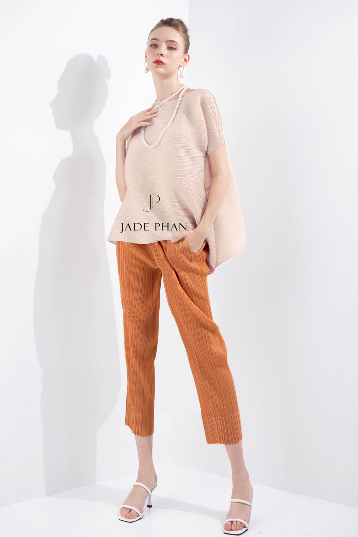 KATLE Pleated Top Bisque & DAISY Pleated Pants Orange