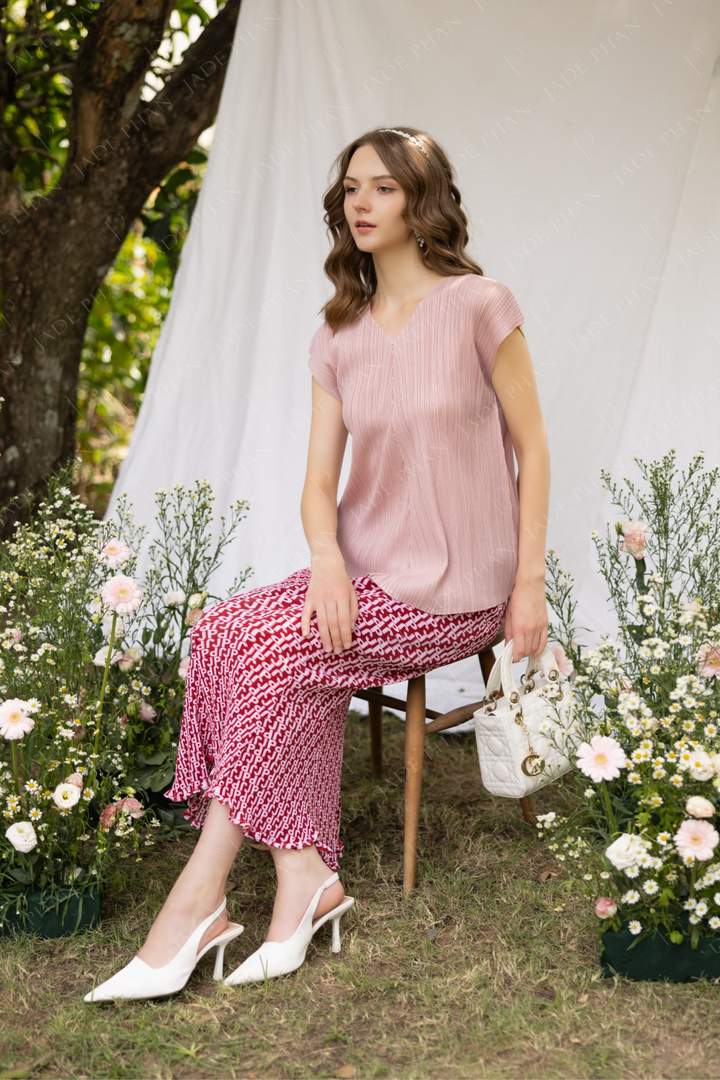 ALVA  Pleated Top Pink & LILY Pleated Skirt