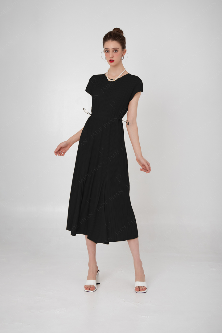 ADELE Pleated Dress - Black