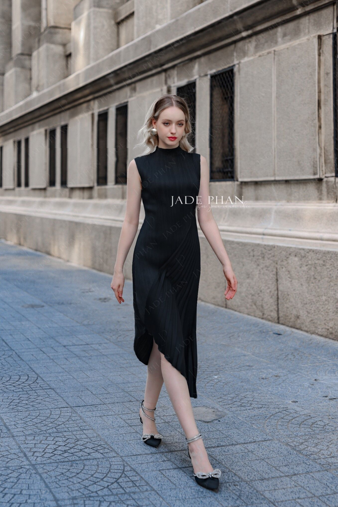 CHERYL Pleated Dress - Black