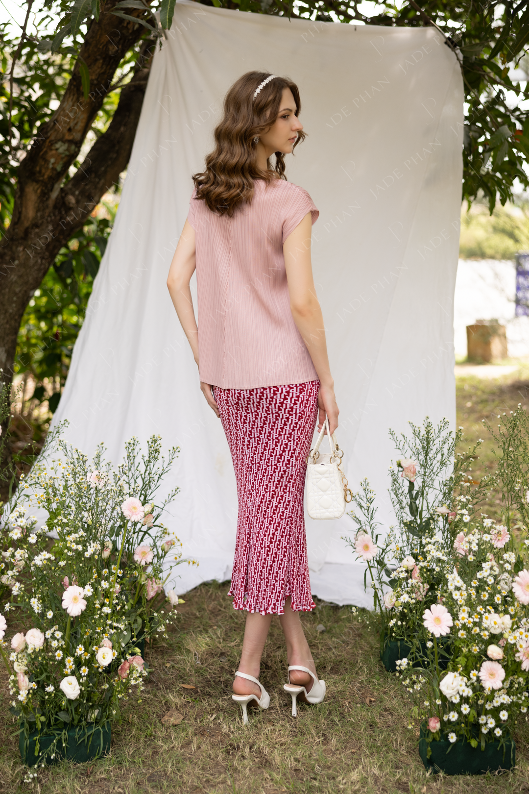 ALVA  Pleated Top Pink & LILY Pleated Skirt