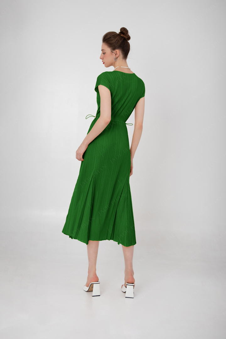 ADELE Pleated Dress - Green