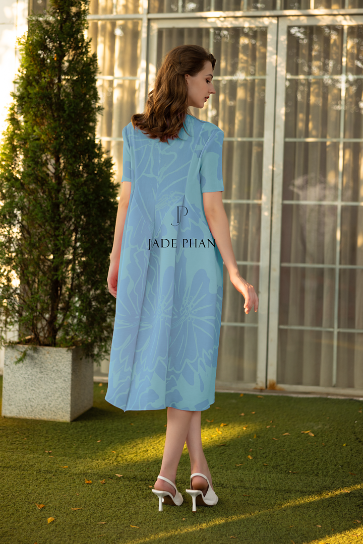 BONNIE Pleated Dress - Blue