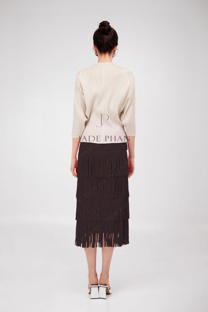 SET BERTHE Pleated Top Trắng &  FAE Pleated Skirt Đen