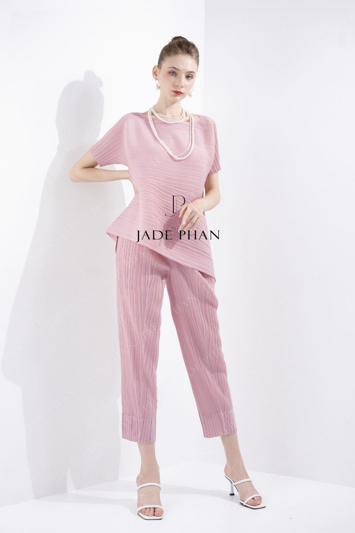 Set KATLE Pleated Top & DAISY Pleated Pants Wisteria