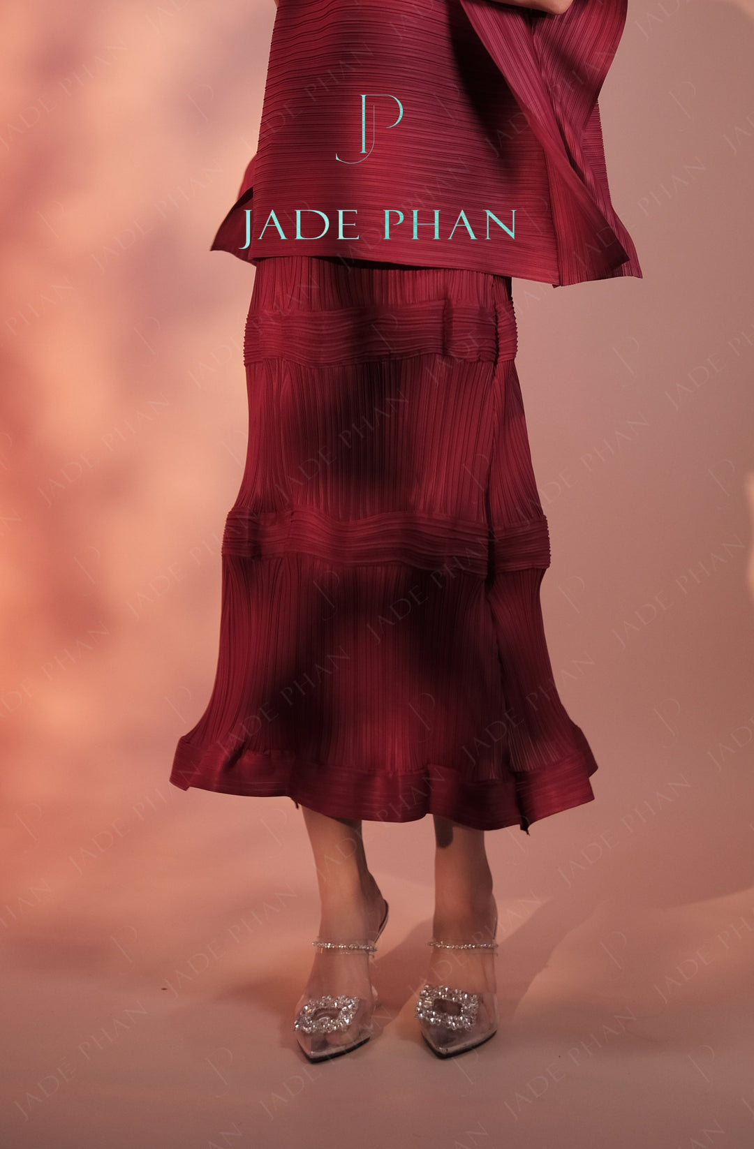 BLANCHE Pleated Skirt - Đỏ đô