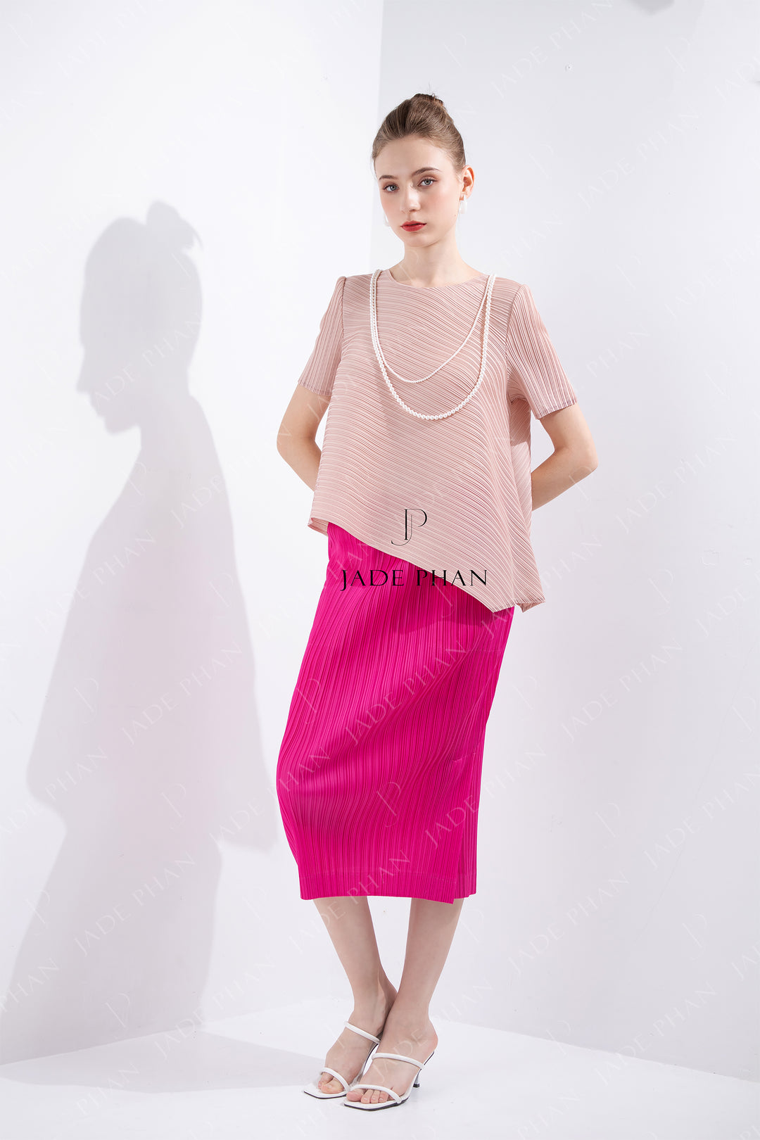 SET JENNIE Top/ Áo Hồng & AUDORA Skirt/Chân váy Hồng Sen