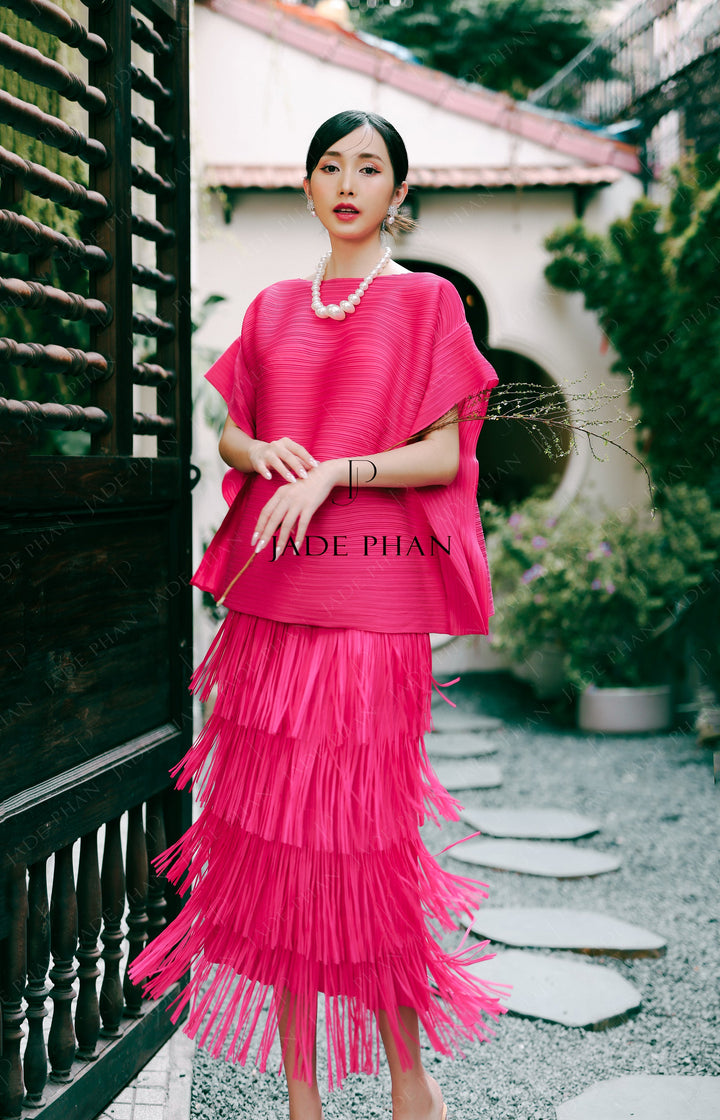 SET CARA Pleated Top  & FAE Pleated Skirt Magenta