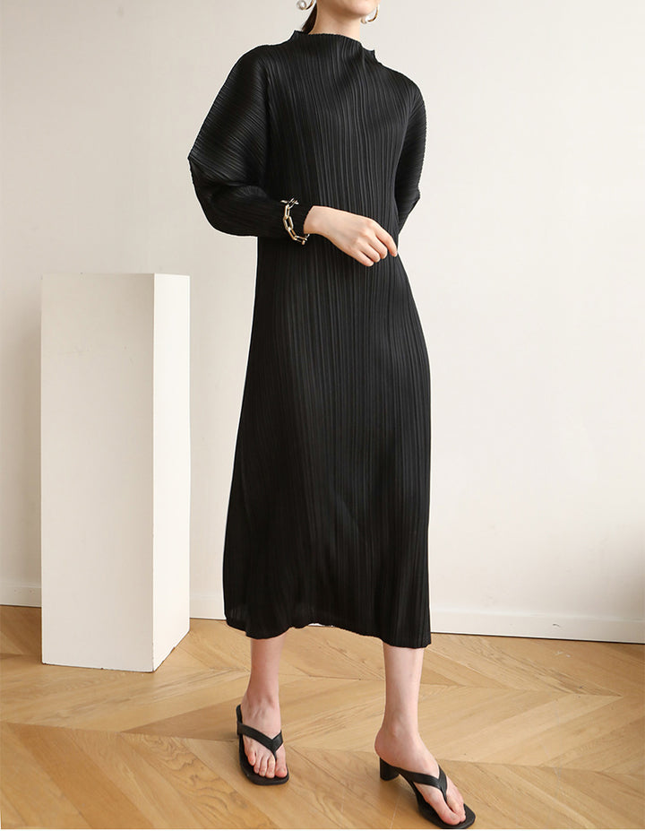 Doll Sleeve Plissé Pleated Dress