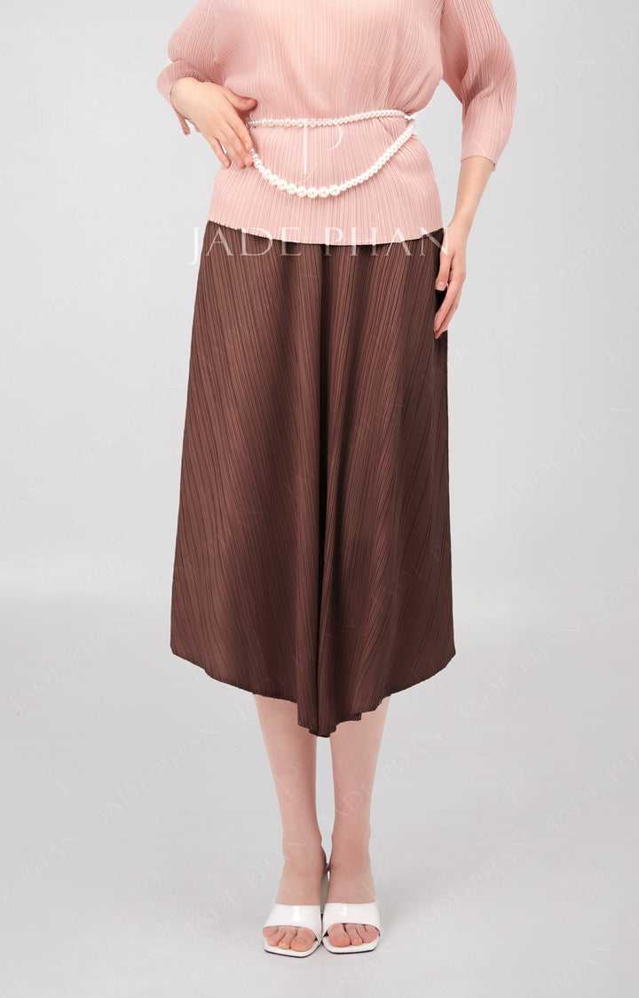 BERTHE PLEATED SKIRT -  Brown